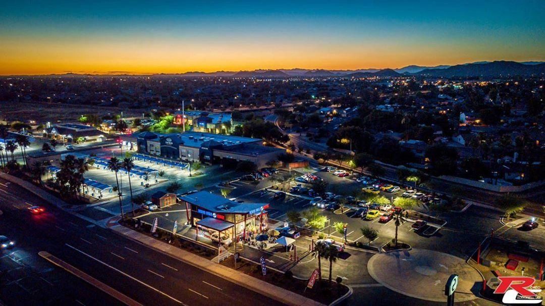 The Bell Road neighborhood around Desert Eagle Coffee at sunset